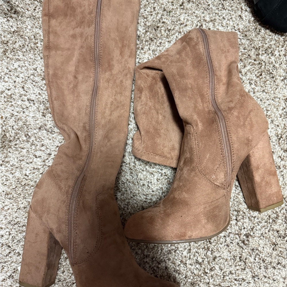 Brown Suede Knee-High Boots brand Bamboo